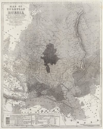 Map of European Russia showing its Earliest Extent, its Encroachments upon Adjacent Countries, and the Present Boundary of the Empire by John Dower